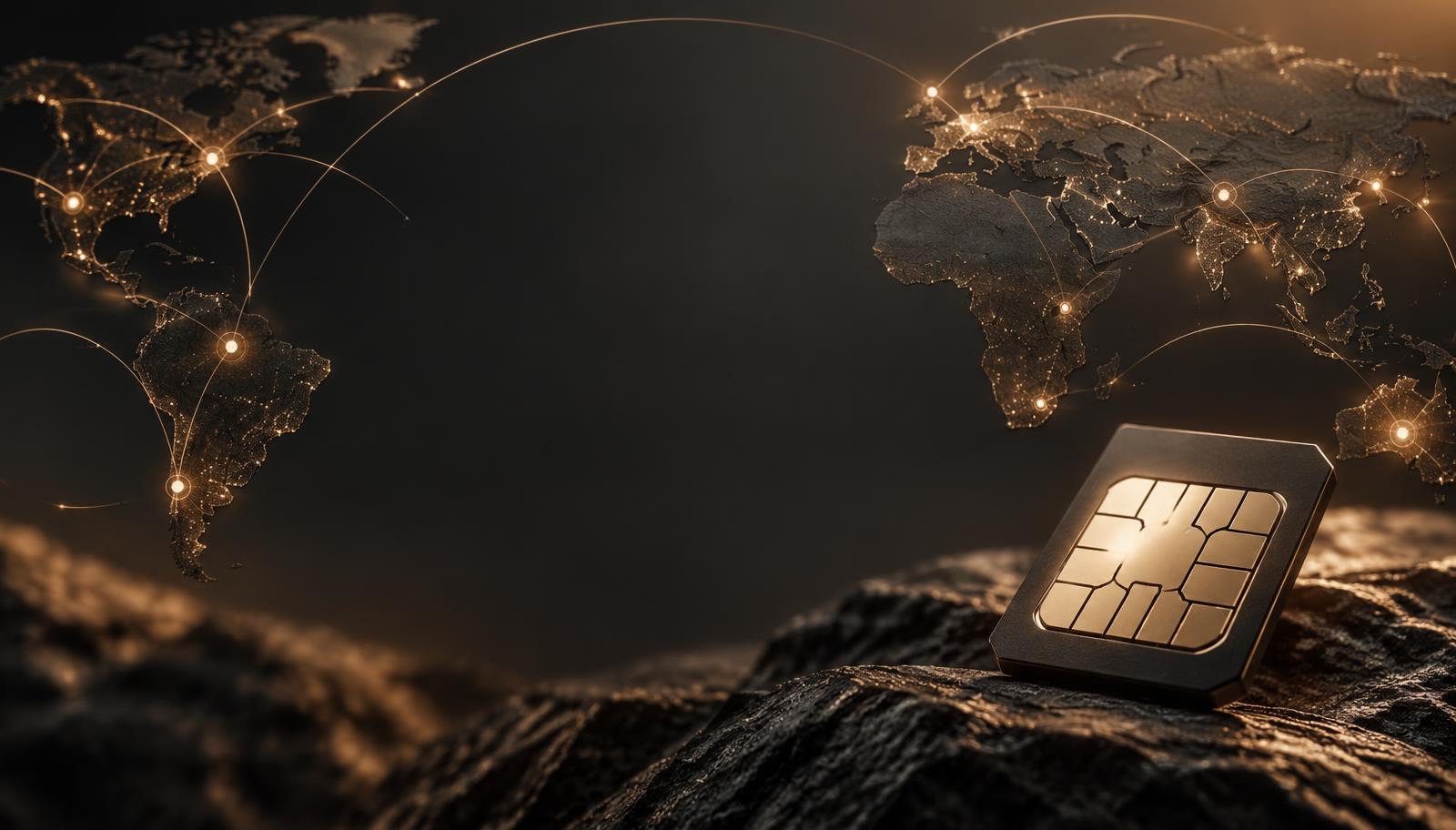 eSIM chip connected across a world travel network