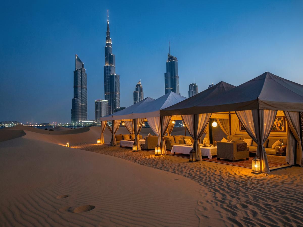 Desert camps in Dubai Desert, United Arab Emirates