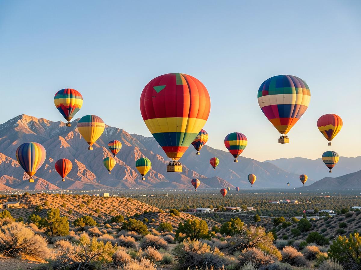 Hot air balloon flight over Albuquerque, United States