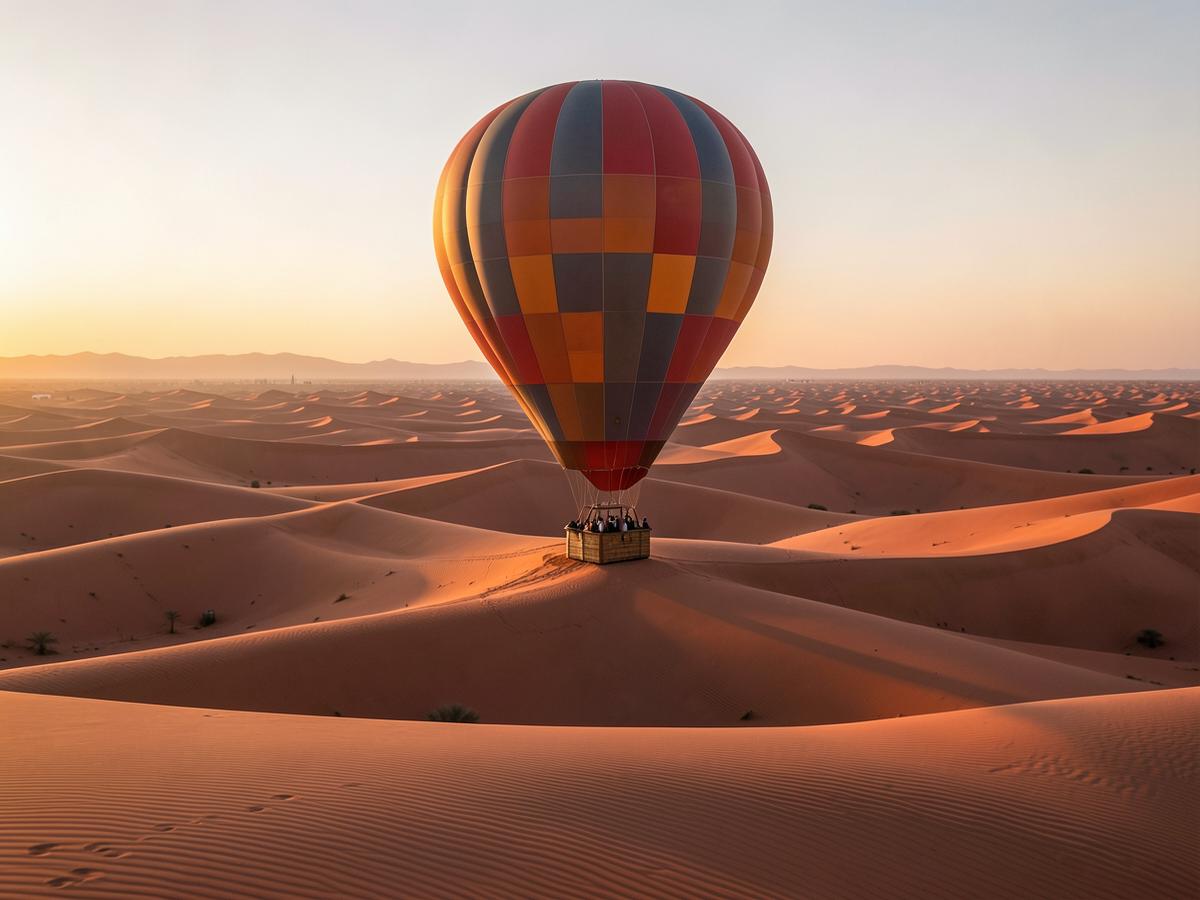 Hot air balloon flight over Dubai, United Arab Emirates