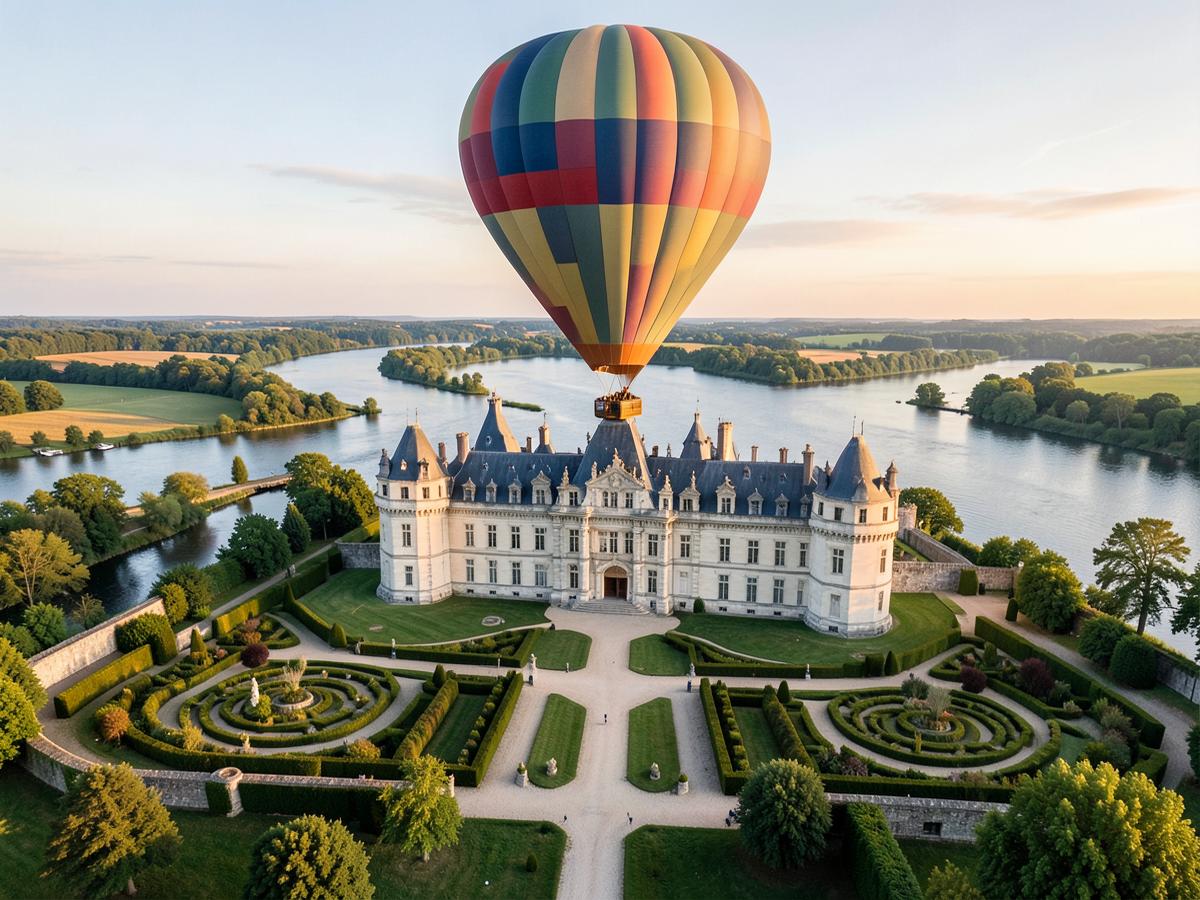 Hot air balloon flight over Loire Valley, France