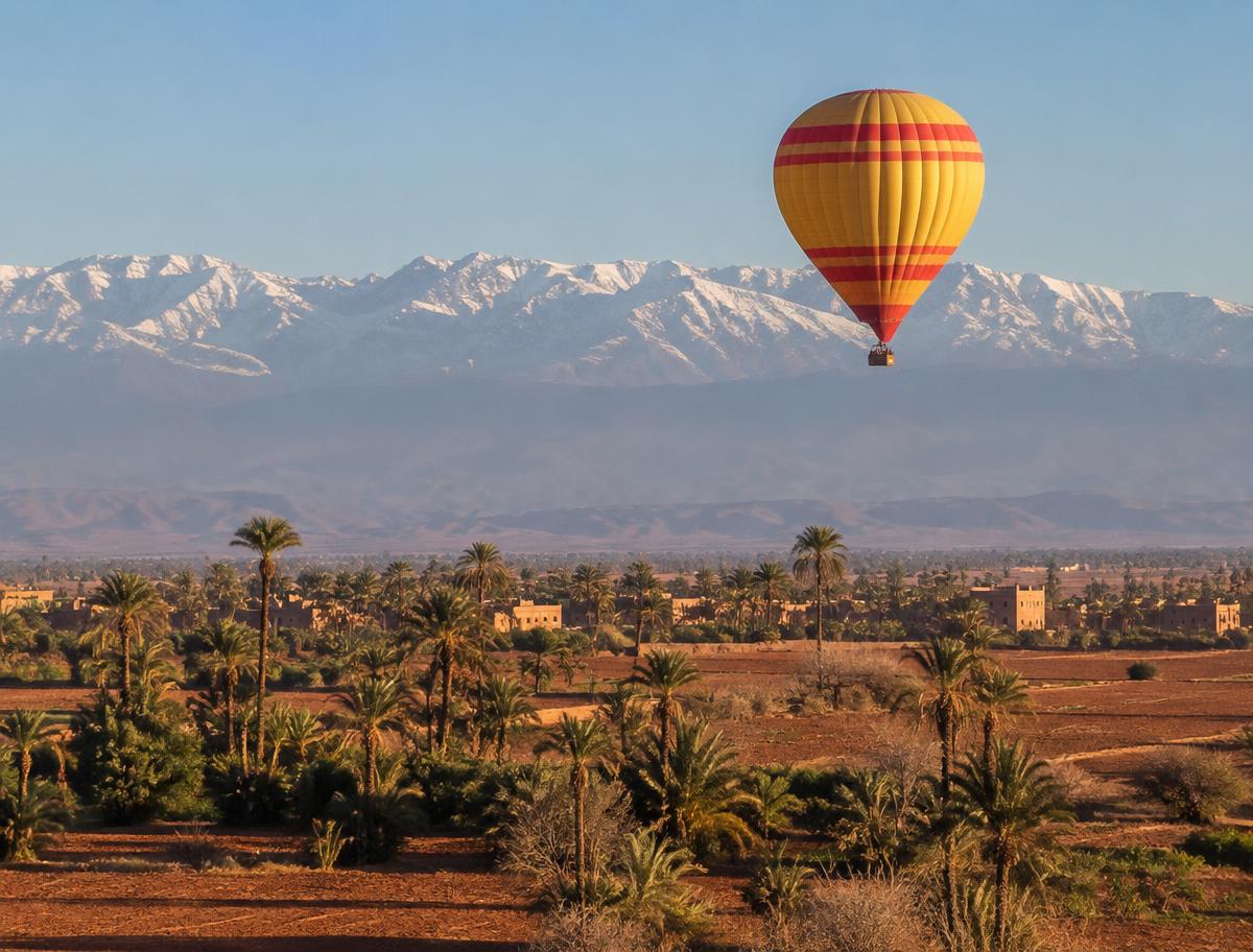 Hot air balloon flight over Marrakech, Morocco