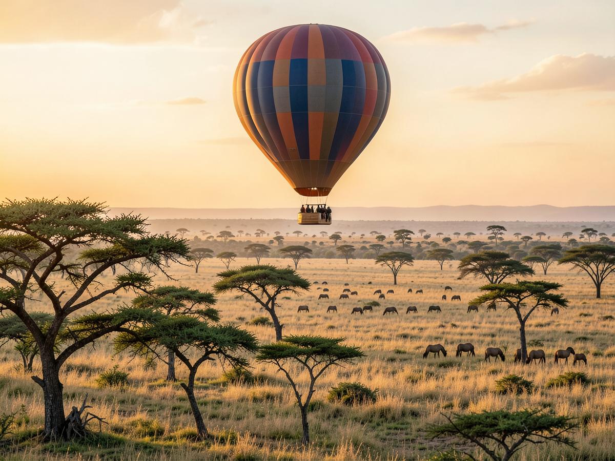 Hot air balloon flight over Serengeti, Tanzania