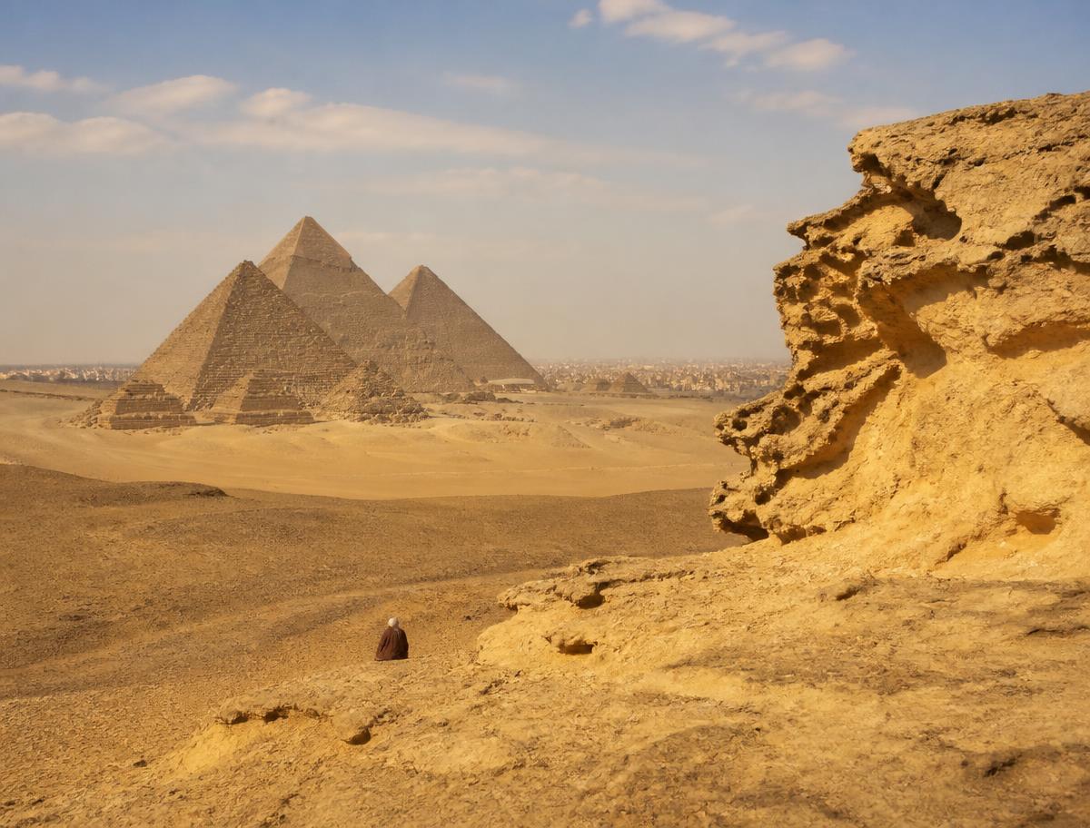 Desert landscape near Giza, Egypt