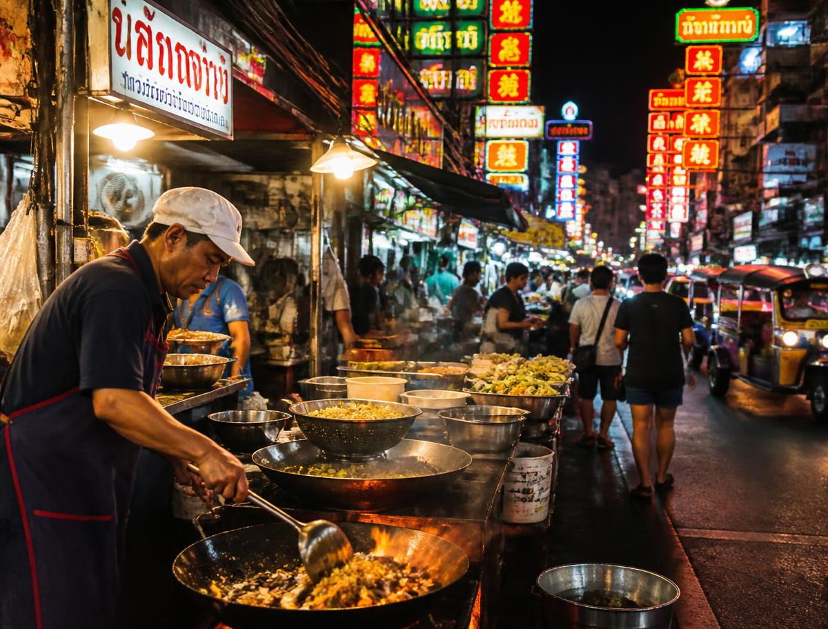 Food tour scene in Bangkok, Thailand