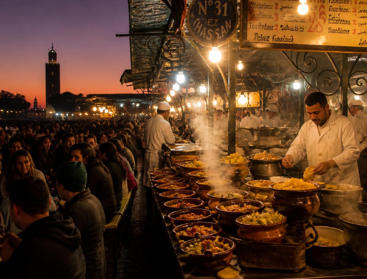 Food tour scene in Marrakech, Morocco