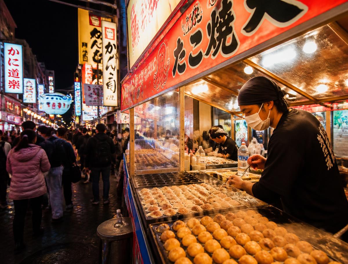 Food tour scene in Osaka, Japan