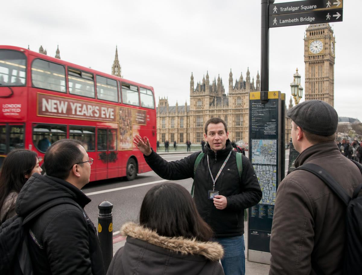 Private tour guide with travellers in London, United Kingdom