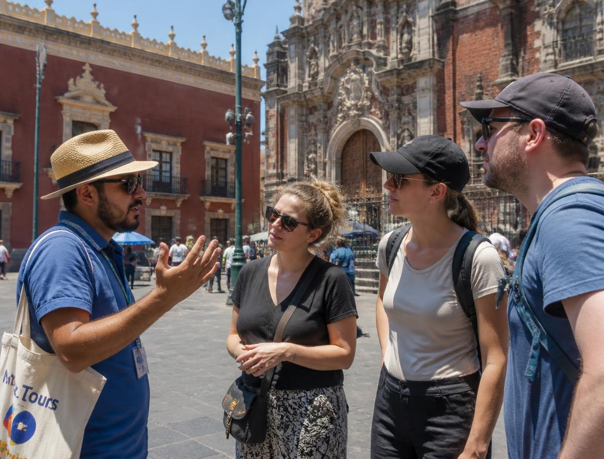 Private tour guide with travellers in Mexico City, Mexico